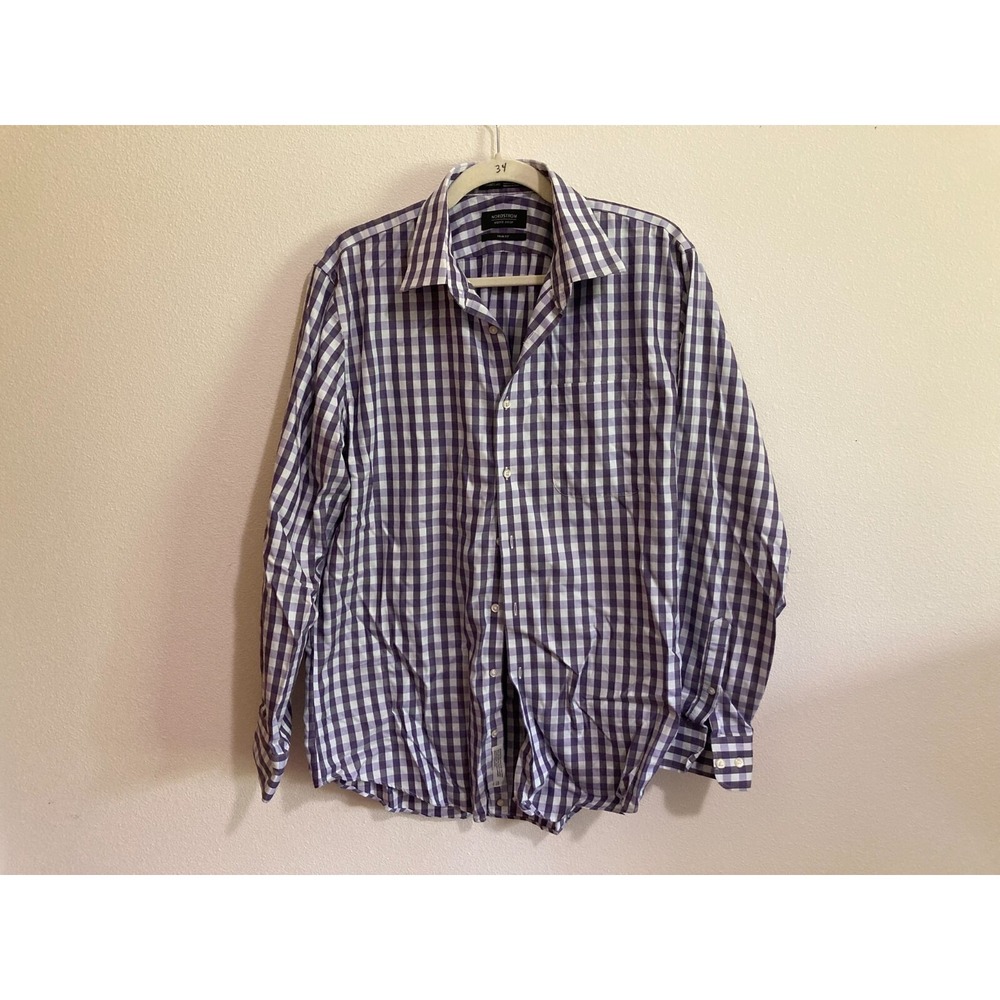 Nordstrom Trim Fit Smartcare Long Sleeve Button Up Shirt Size 16.5 34-35 Men